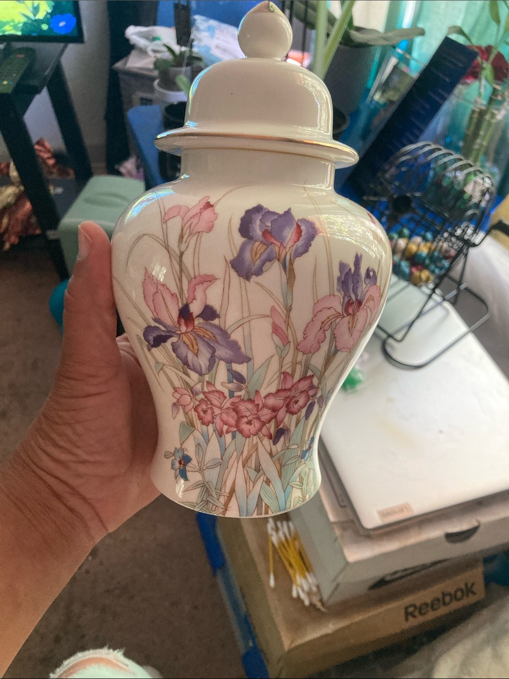 Lakeshore Flowers New-Bone China Temple Jar with Floral Design